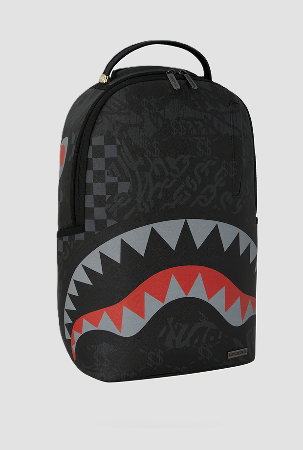 Zaino con grafica Shark unisex nero 