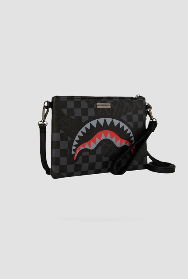 Pochette a scacchiera unisex nero-grigio 