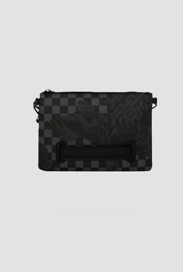 Pochette a scacchiera unisex nero-grigio 