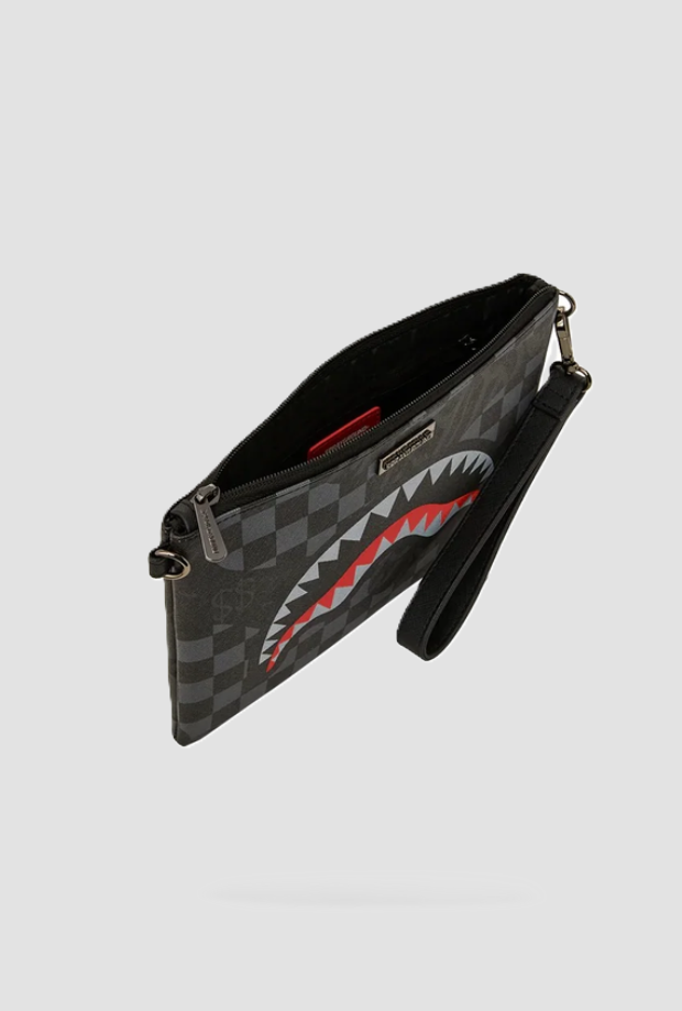 Pochette a scacchiera unisex nero-grigio 