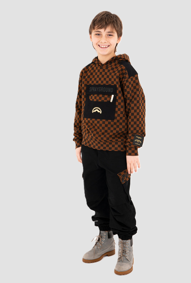 Felpa con cappuccio da bambino nero-marrone 