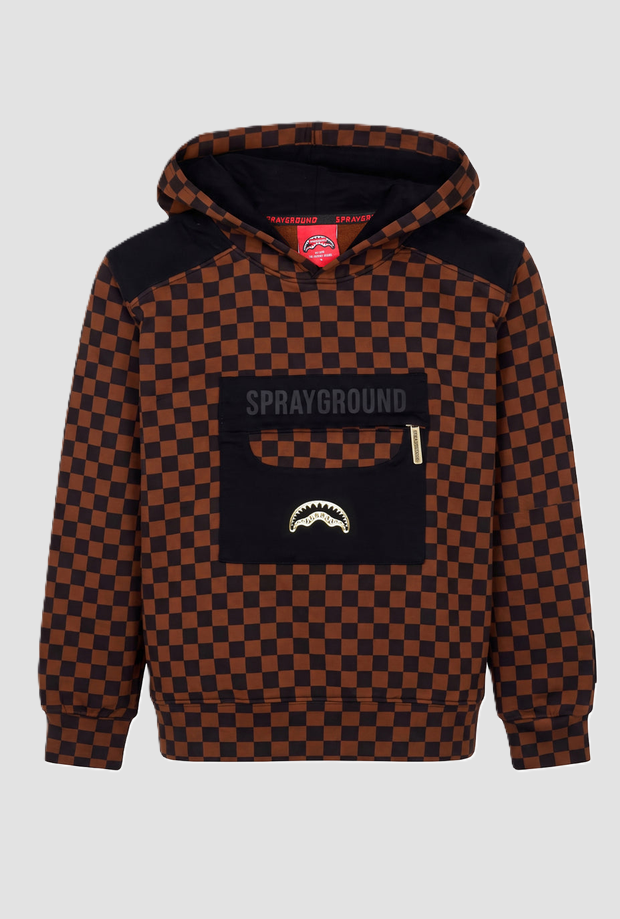 Felpa con cappuccio da bambino nero-marrone 