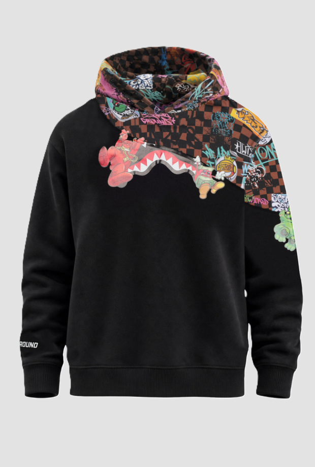 Felpa con cappuccio e graffiti bambino nero 