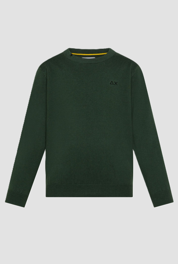 Maglia girocollo da bambino verde scuro 