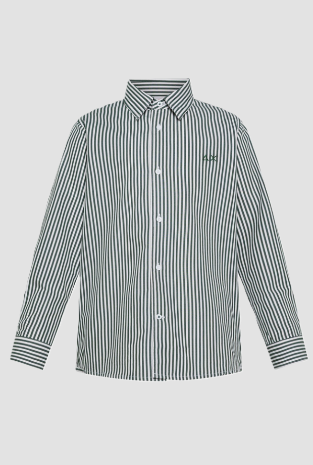 Camicia a righe da bambino verde scuro 