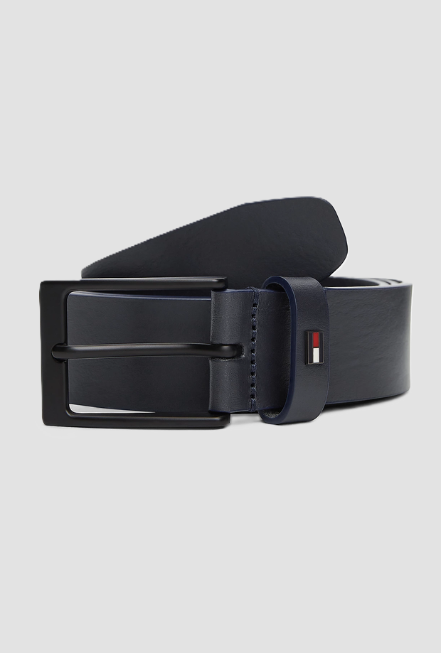 Cintura in pelle da uomo blu scuro 