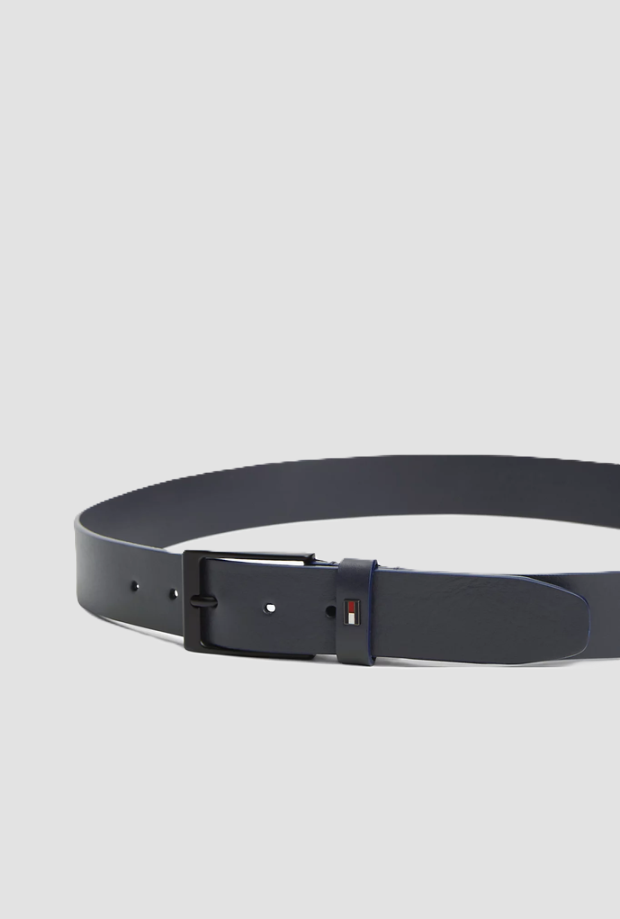 Cintura in pelle da uomo blu scuro 