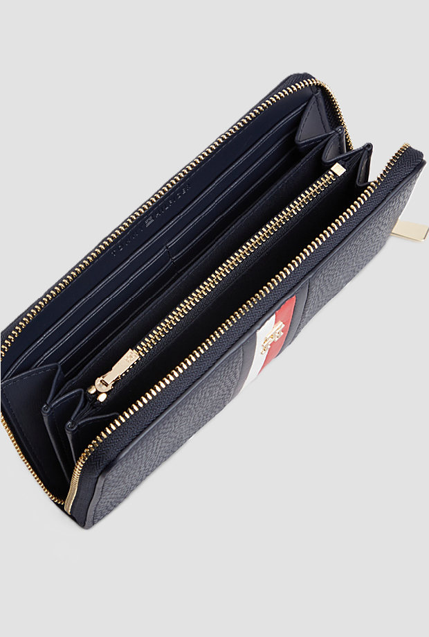 Portafoglio zip around da donna blu 