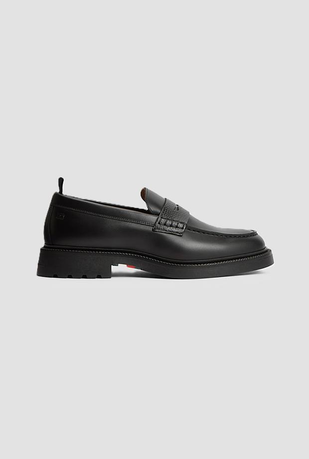 Mocassino in pelle da uomo nero 