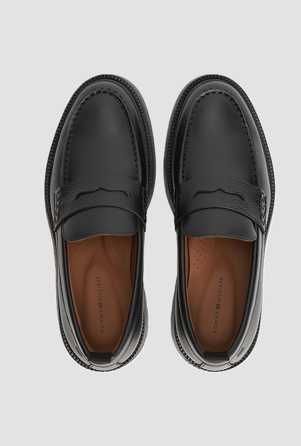 Mocassino in pelle da uomo nero 
