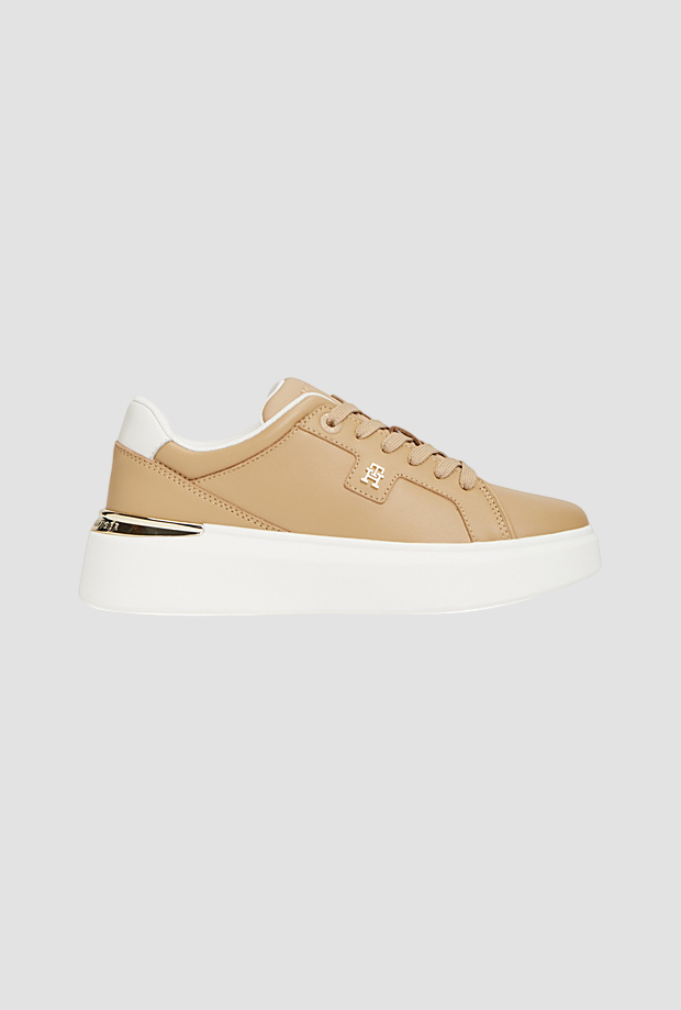 Scarpe con suola alta donna beige 