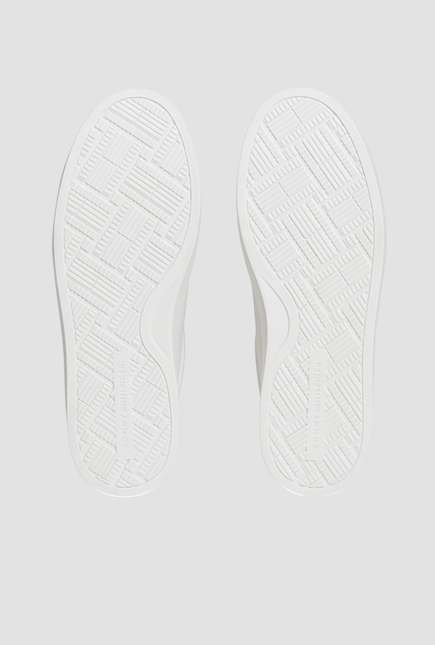 Scarpe in pelle con inserto blu da donna bianco 