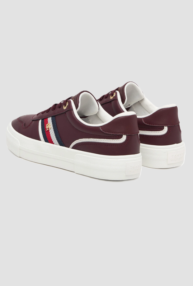 Scarpe in pelle con platform donna bordeaux 