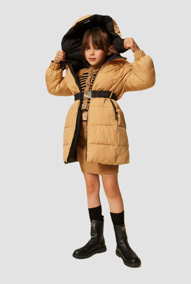 Piumino reversibile bambina marrone-nero 