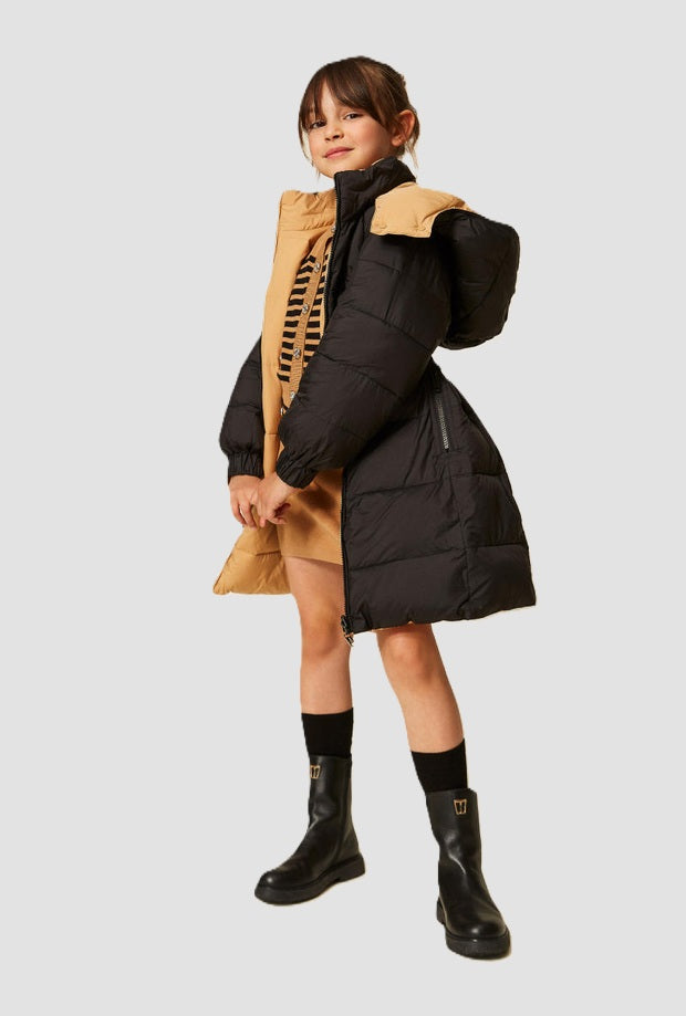 Piumino reversibile bambina marrone-nero 