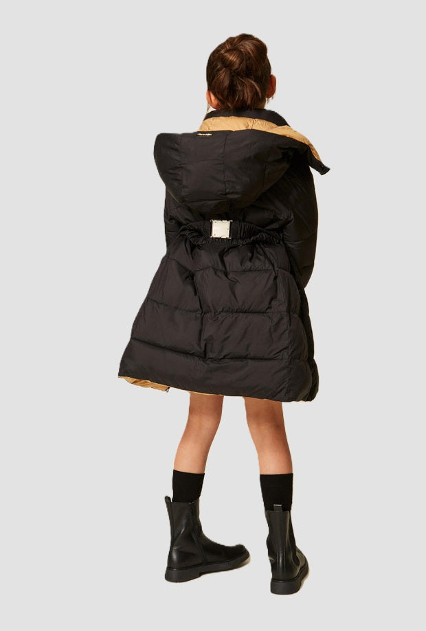 Piumino reversibile bambina marrone-nero 