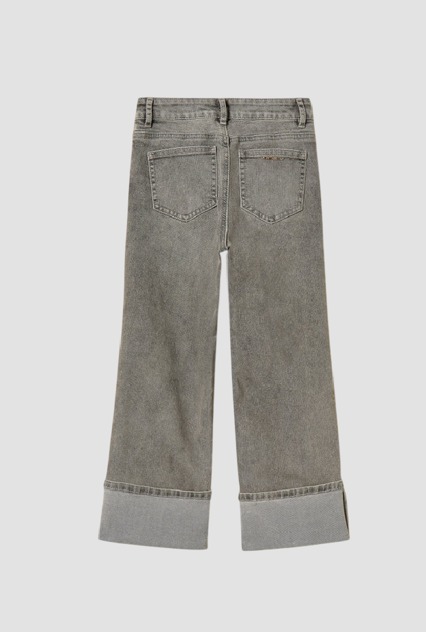 Jeans con risvolto bambina denim grigio 