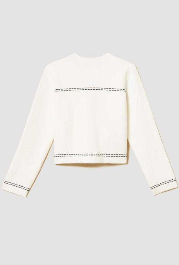 Cardigan con cuciture bambina bianco neve 