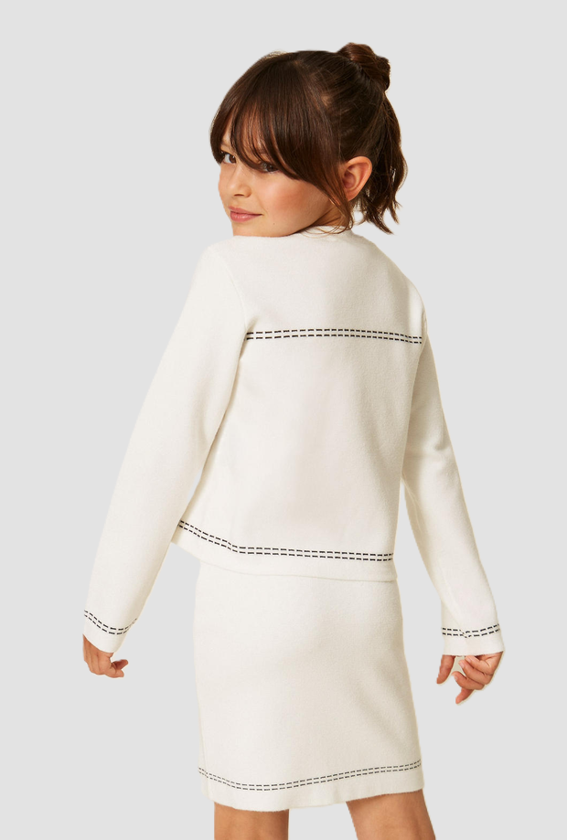 Cardigan con cuciture bambina bianco neve 