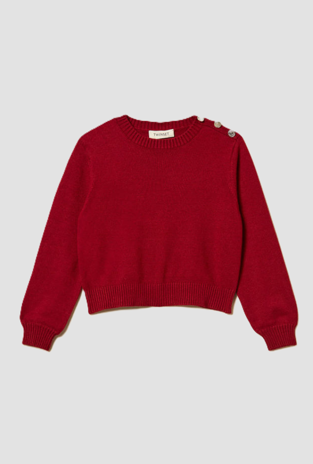 Maglia con bottoni spalla bambina rosso 