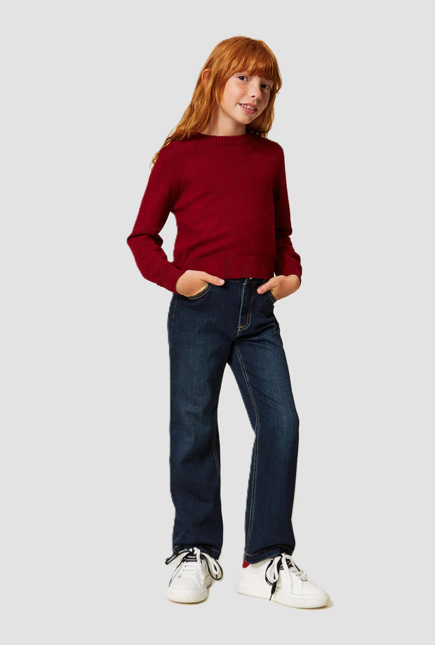 Maglia con bottoni spalla bambina rosso 