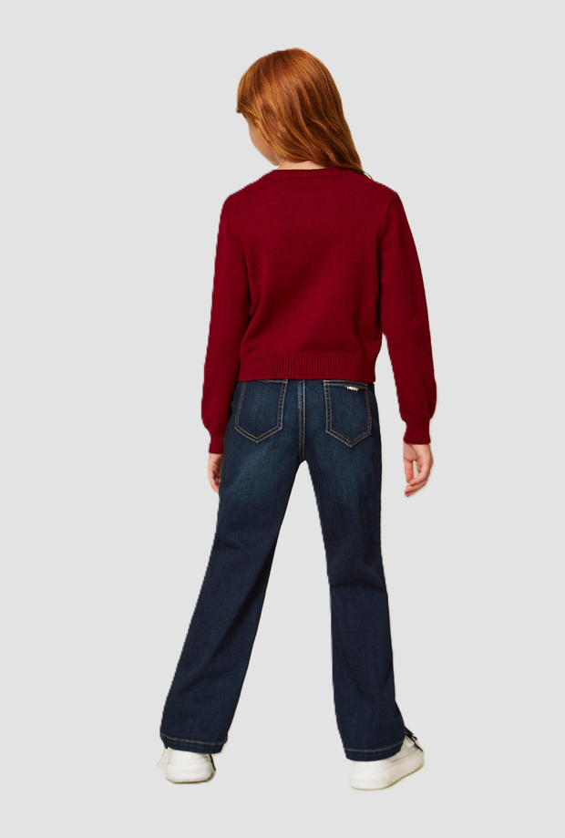 Maglia con bottoni spalla bambina rosso 