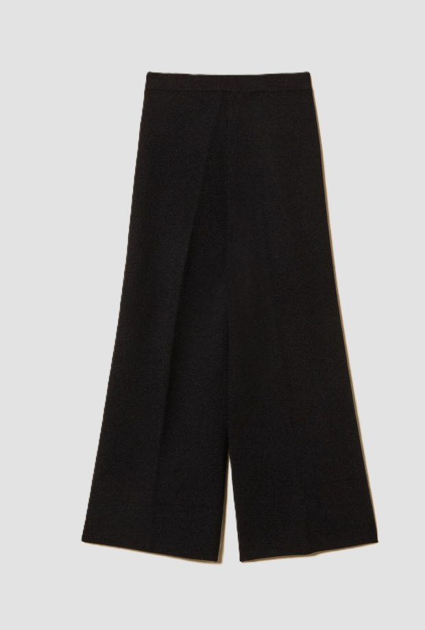 Pantalone in maglia con bottoni bambina nero 