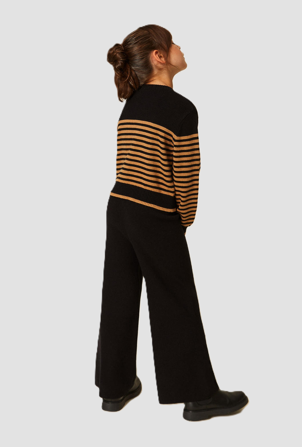 Pantalone in maglia con bottoni bambina nero 
