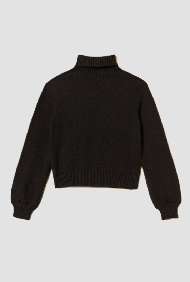 Maglia a lupetto con cuore bambina nero 