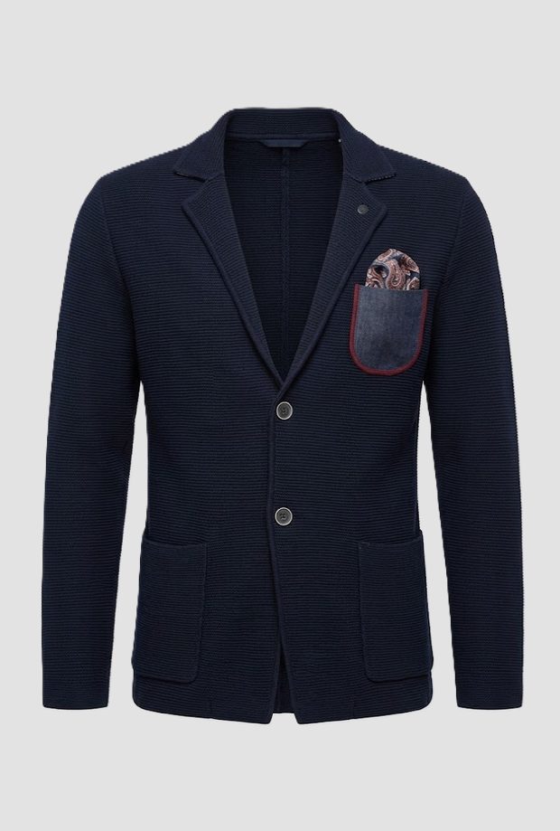 Giacca con taschino jeans uomo blu 