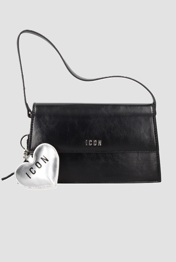 Borsa con charm a cuore donna nero 