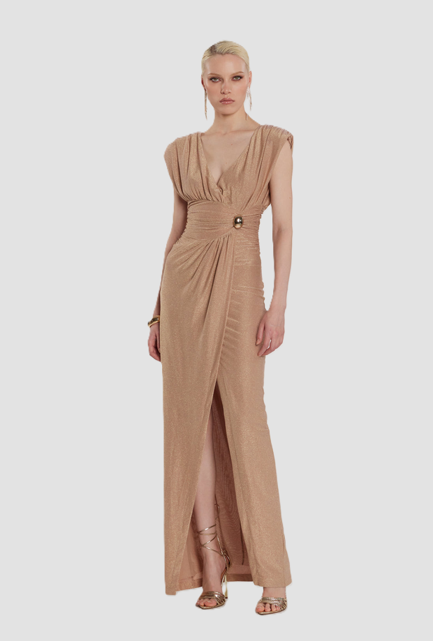 Abito Ferrari con scollo a V donna beige 