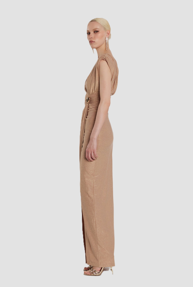 Abito Ferrari con scollo a V donna beige 