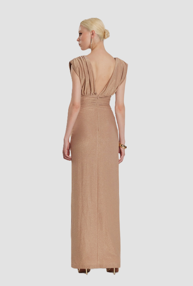 Abito Ferrari con scollo a V donna beige 