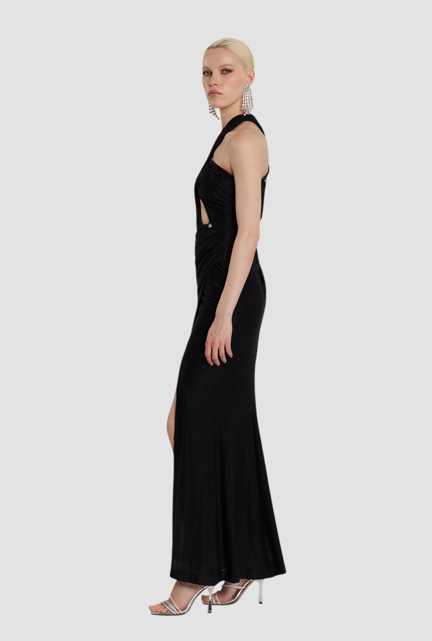 Abito incrociato cut-out donna nero 