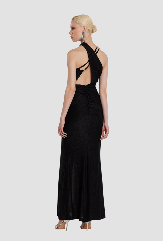 Abito incrociato cut-out donna nero 