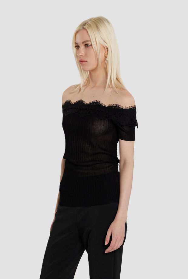 Maglia Haifi con inserti in pizzo donna nero 