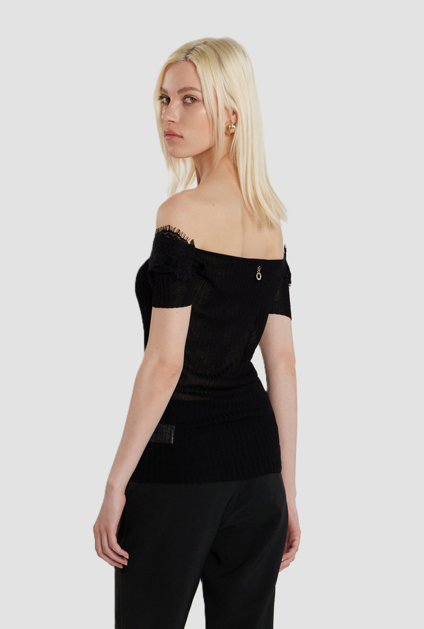 Maglia Haifi con inserti in pizzo donna nero 
