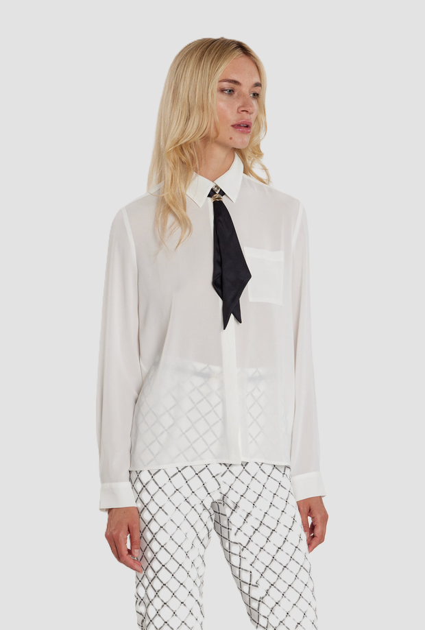 Camicia Romy con cravatta ed anello donna bianco 