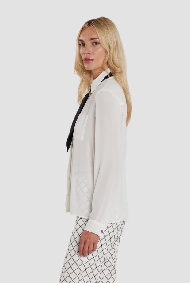Camicia Romy con cravatta ed anello donna bianco 