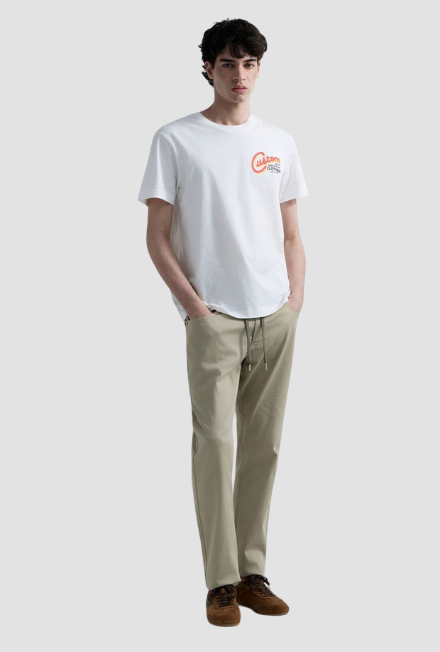 T-shirt con stampa vintage uomo bianco M3352 .000.2660011 REPLAY